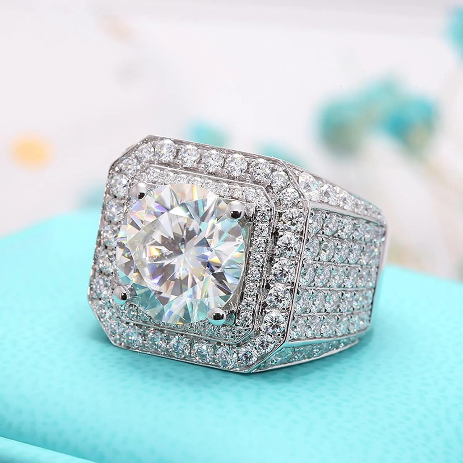 Wycian Promise Ring Engraving, Moissanite Engagement Rings for Women Moissanite Stackable Knuckle Ring for Engagement Men Ring
