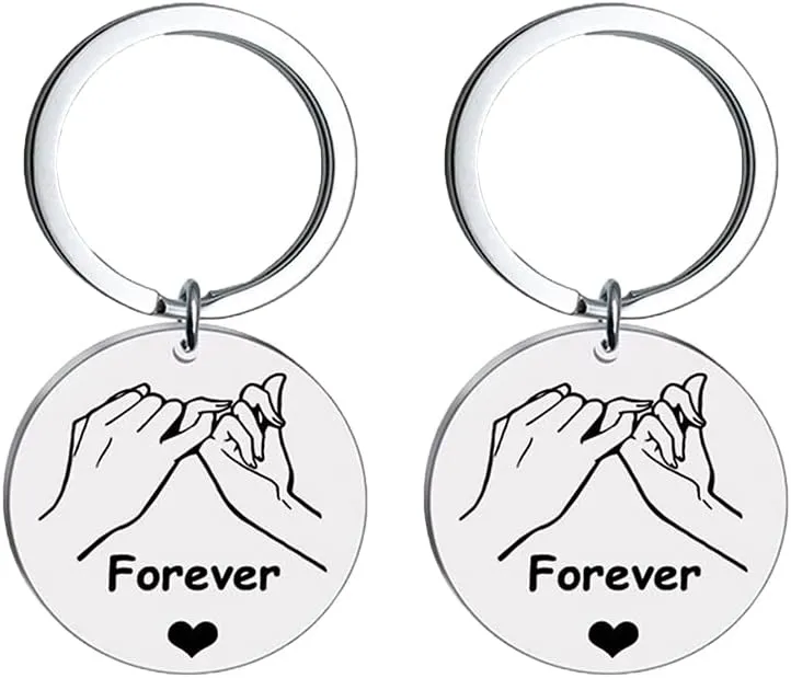 YALLNASL 2 Pcs Pinky Promise Keychain Gifts for Couples Best Friends Forever Gifts Key Chain for Boyfriend Girlfriend Anniversary Birthday Gifts for Husband Wife