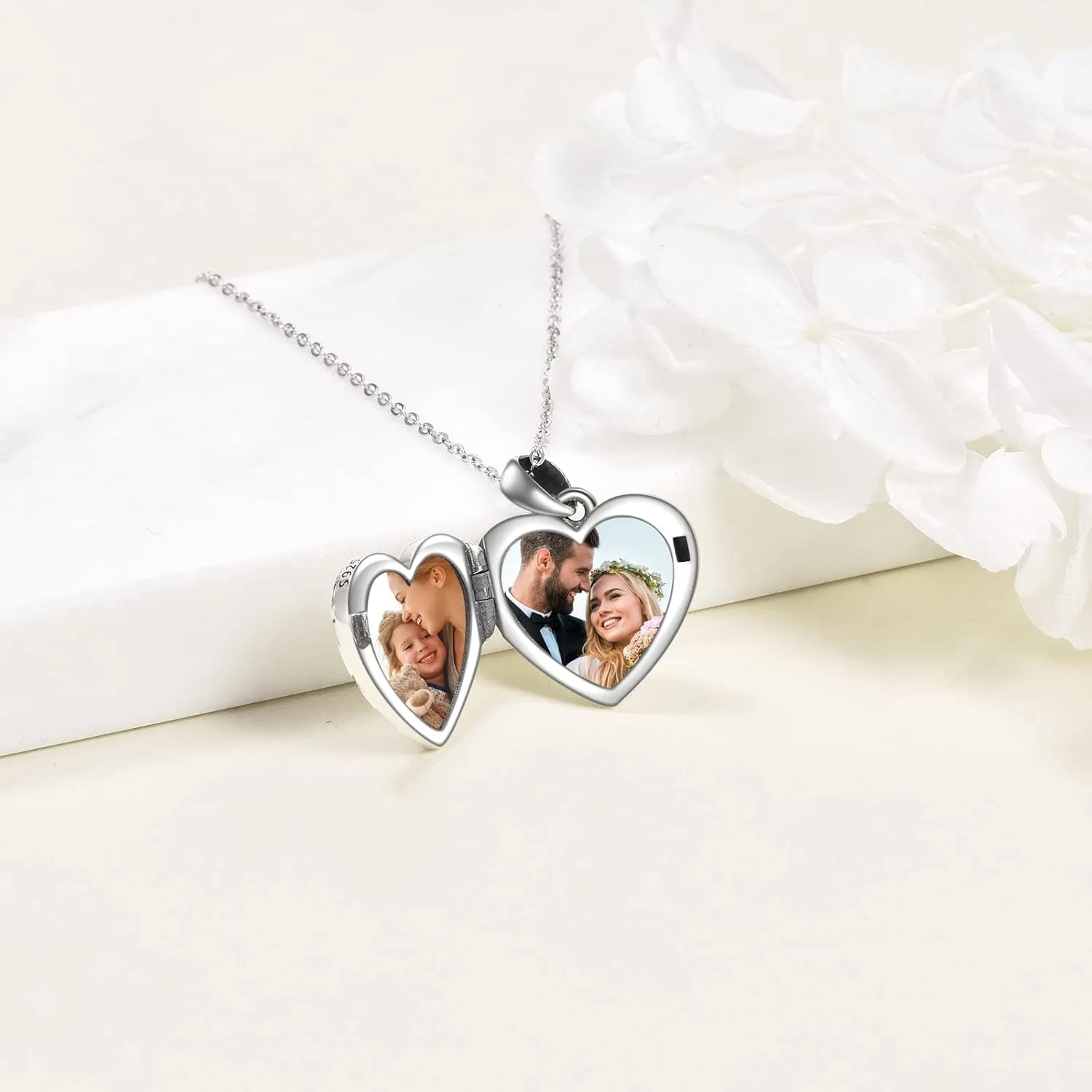 YFN Locket Necklace 925 Sterling Silver Heart Locket Necklace that Holds Pictures for Women Jewelry Gifts