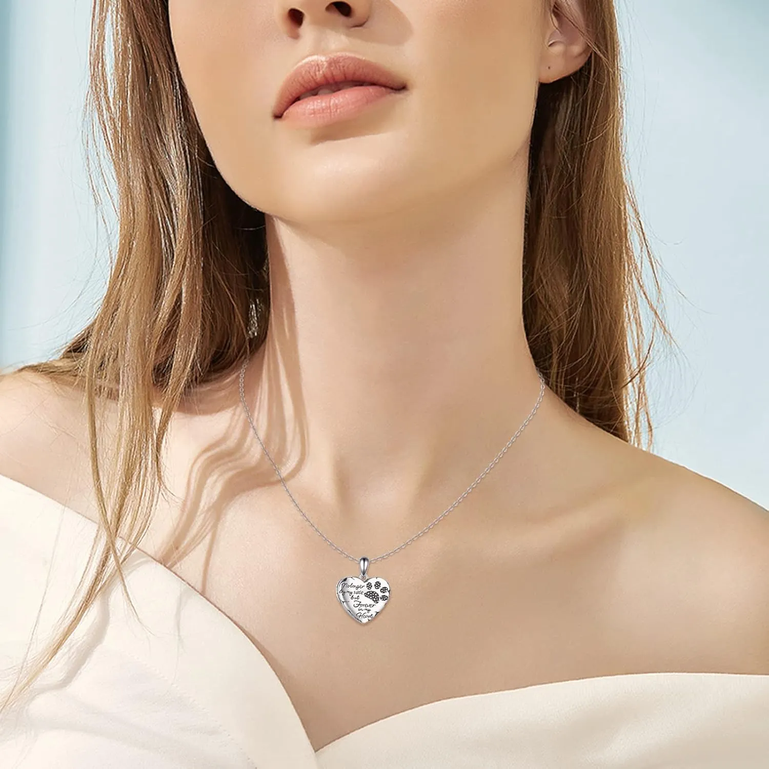 YFN Locket Necklace 925 Sterling Silver Heart Locket Necklace that Holds Pictures for Women Jewelry Gifts