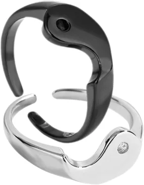Yin Yang Ring Gold The Silver Women Rings Suits Yin Yang Couple Ring Decorative Matching Ring Adjustable