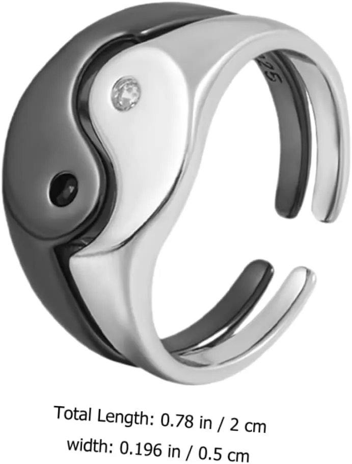 Yin Yang Ring Gold The Silver Women Rings Suits Yin Yang Couple Ring Decorative Matching Ring Adjustable