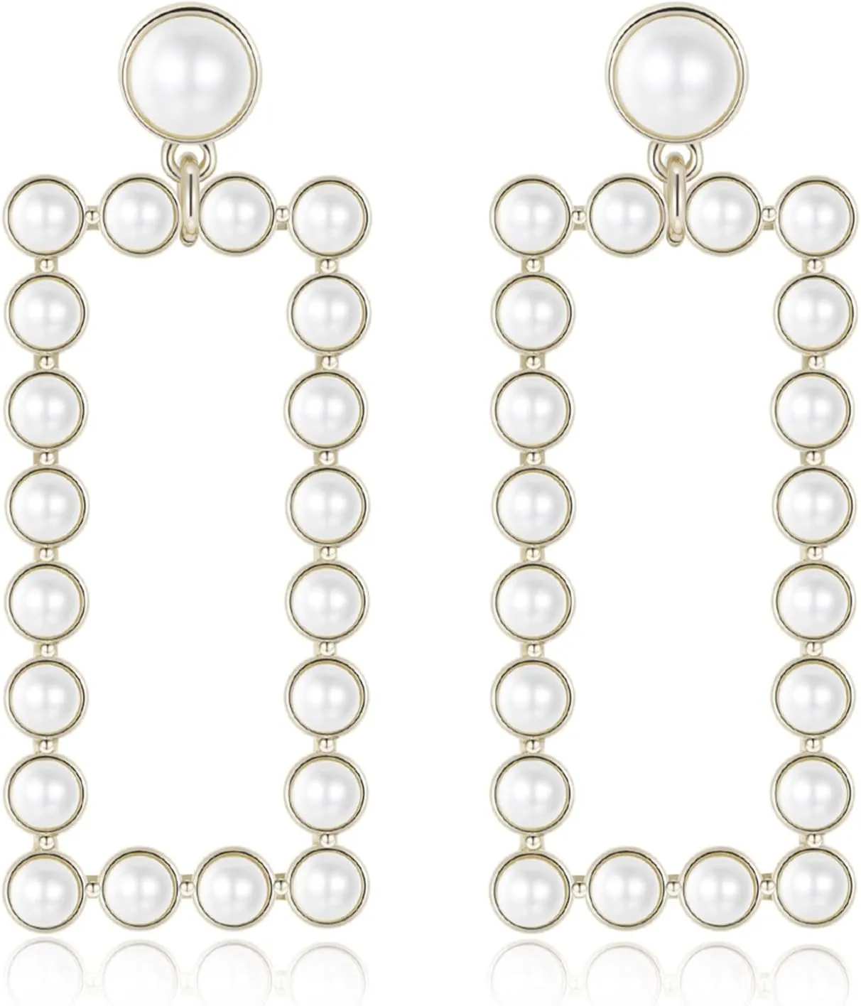 YUJIE Women's Chic Pearl Earrings Geometric Pearl Drop Earrings Pearl Dangle Earrings Jewelry
