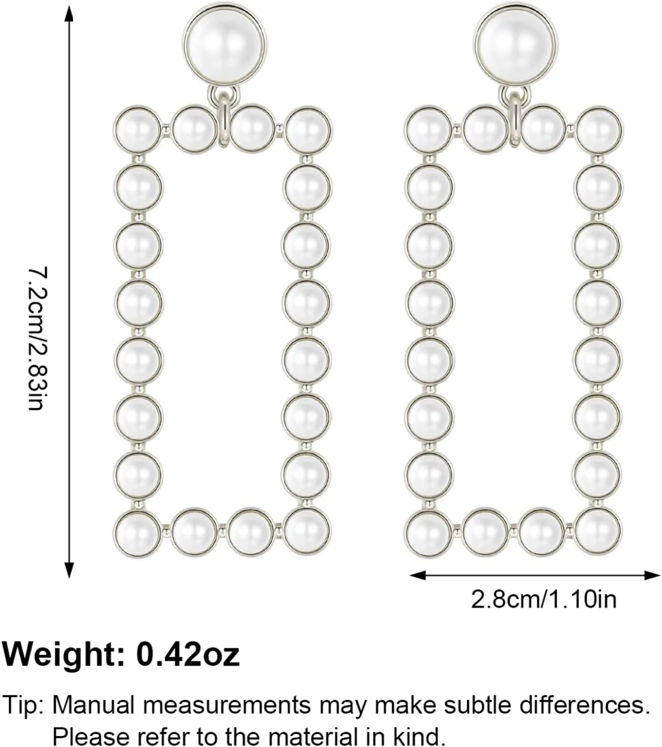 YUJIE Women's Chic Pearl Earrings Geometric Pearl Drop Earrings Pearl Dangle Earrings Jewelry