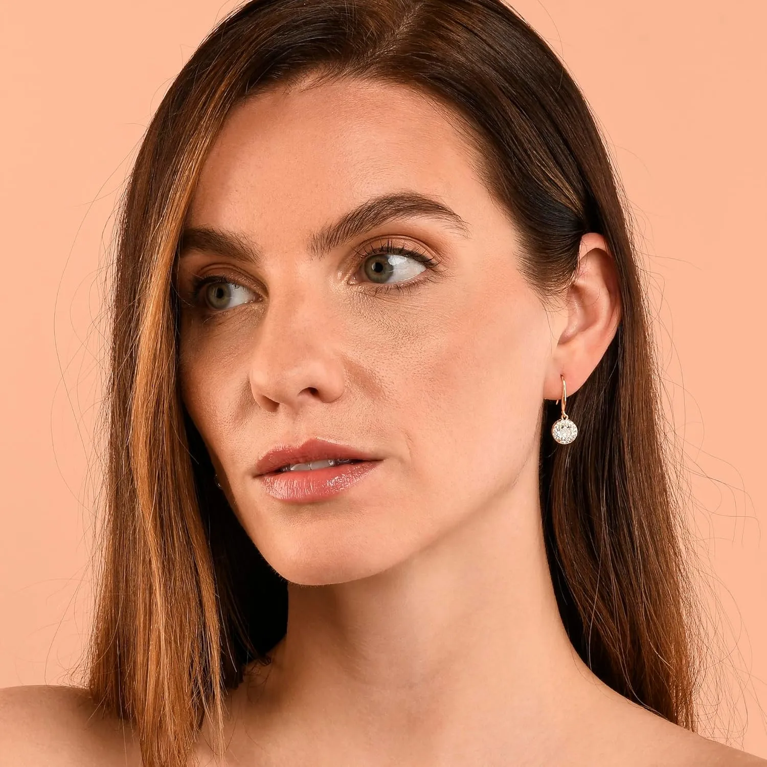 Zavana Drop Earrings for Women in a Halo Design, Silver or Gold Earrings set with Clear and Coloured Cubic Zirconia Stones, Elegant Dangle Earrings for Women