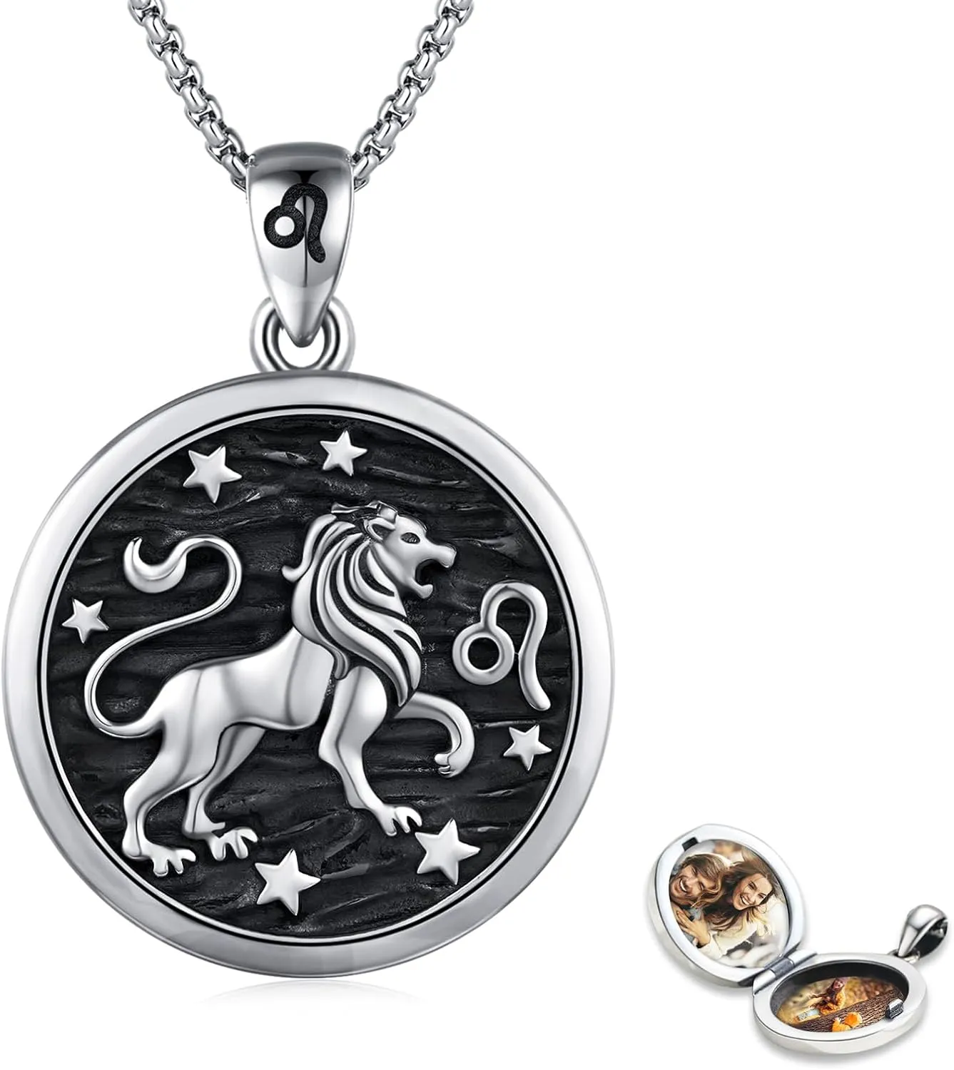 Zodiac Locket Necklace 925 Sterling Silver Constellation Personalized Customized Photos Pendant Jewelry for Women Men