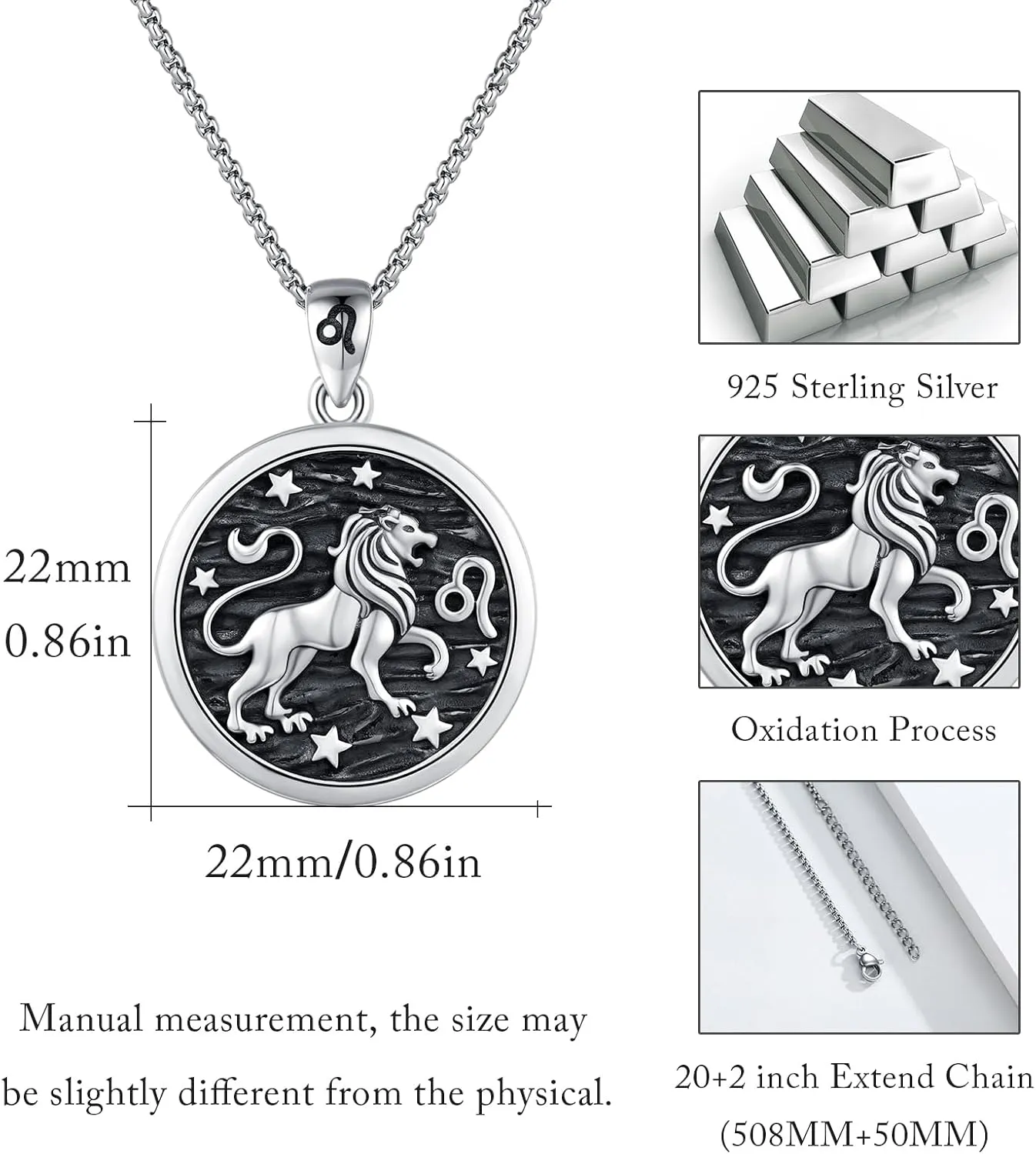 Zodiac Locket Necklace 925 Sterling Silver Constellation Personalized Customized Photos Pendant Jewelry for Women Men