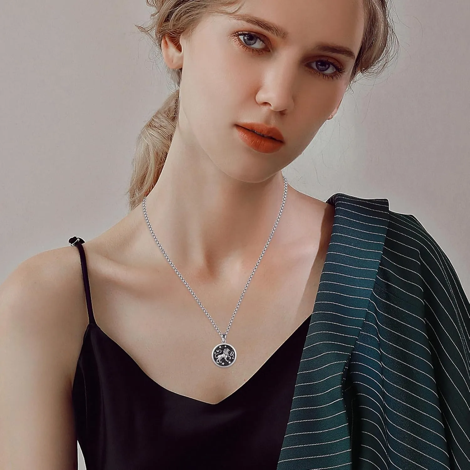 Zodiac Locket Necklace 925 Sterling Silver Constellation Personalized Customized Photos Pendant Jewelry for Women Men