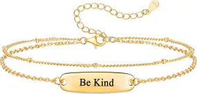 ZOEXUE 925 Sterling Silver Be Kind of A Bith Bracelet - 14k Gold/Silver Filled Layered Beaded Hidden Message Bracelets Be Kind Of A Bich Motivational Inspirational Gifts for Women Friend Sister